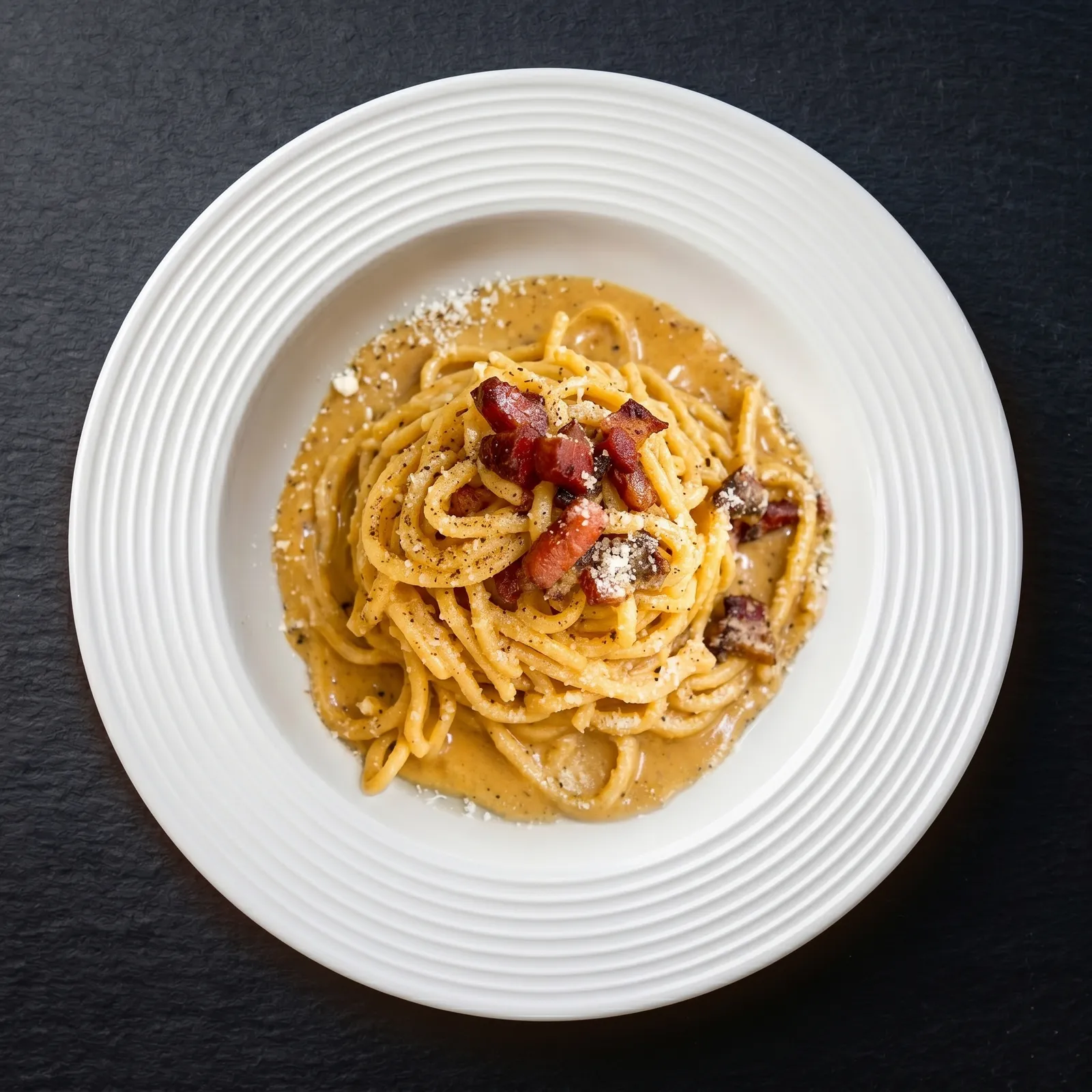 Spaghetti carbonara with guanciale